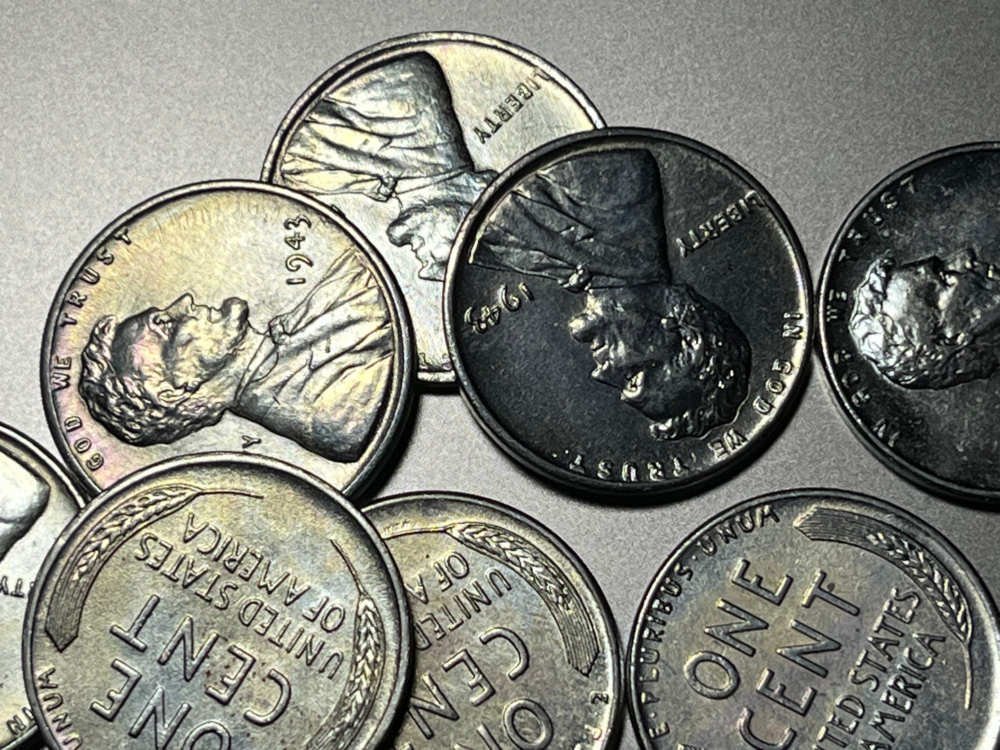 1943 Steel Wheat Cents - BU and Replated