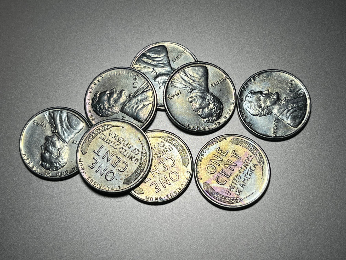 1943 Steel Wheat Cents - BU and Replated