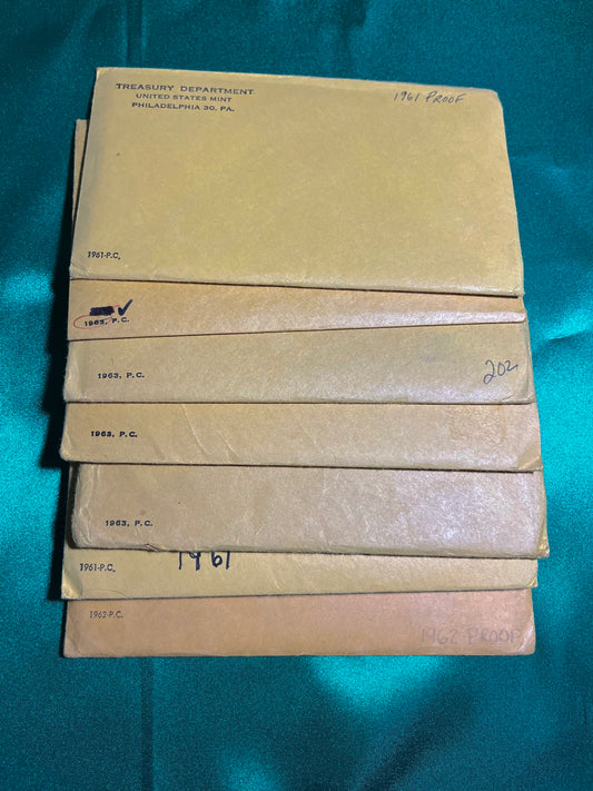 1960s U.S. Mint Silver Proof Sets 1960-1964 90% Silver