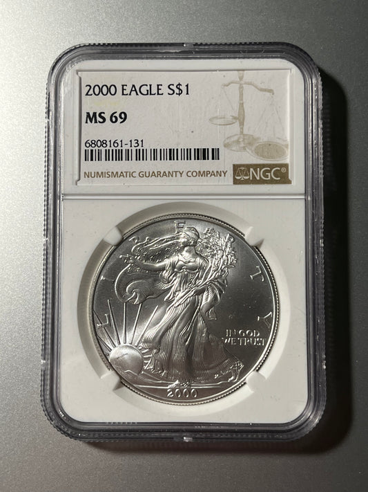 1986-Date U.S. American Silver Eagle 1ozt $1 Slabbed/Graded MS69 PCGS, NGC, or CAC