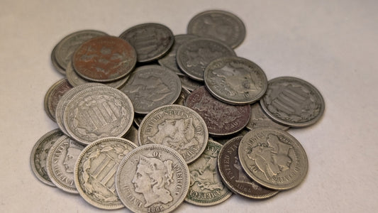 1865-1889 U.S. Copper Nickel Three Cent Pieces